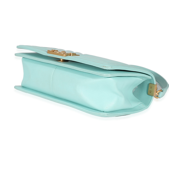 Chanel Light Blue Chevron Lambskin Medium Boy Bag - Picture 5 of 6